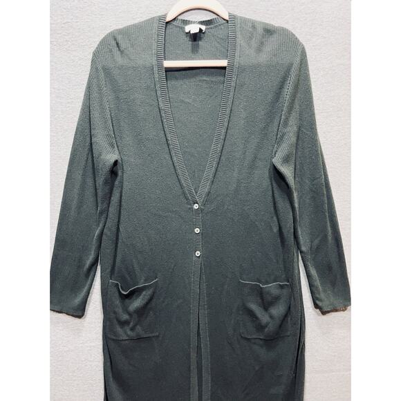 J. Jill Black Ribbed Knit Button Closure Cardigan Sweater Womens Size Large - Picture 4 of 14